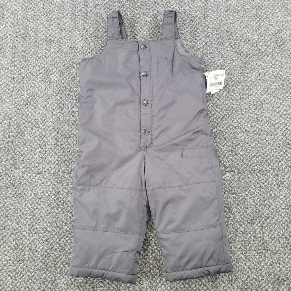 Old Navy Infant Snow Bibs 12-18M Gray Insulated Winter Overalls Blank Slate